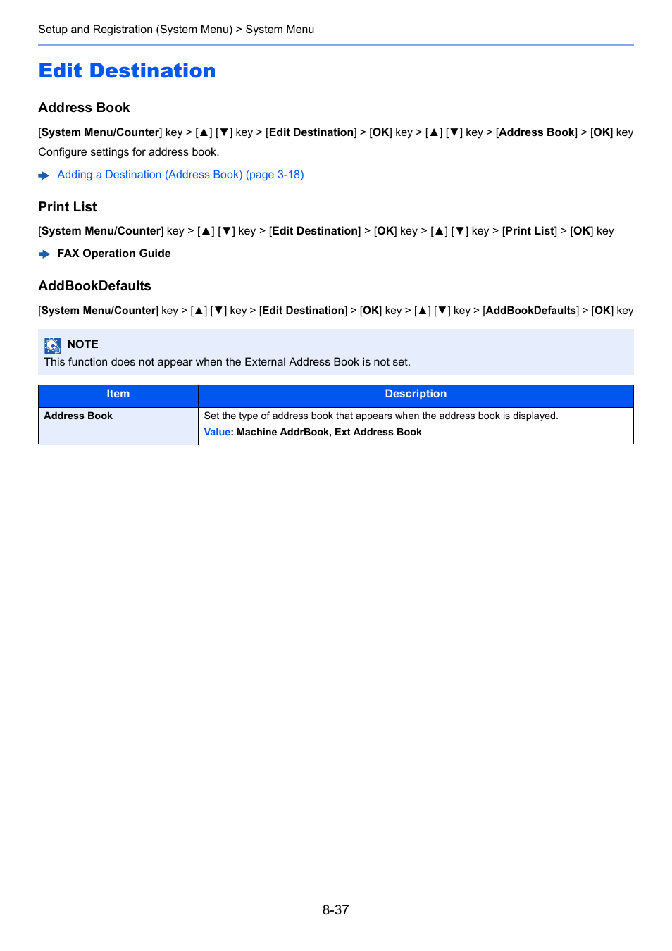 Edit destination, Edit destination -37 | Kyocera Ecosys m2040dn User Manual | Page 283 / 410