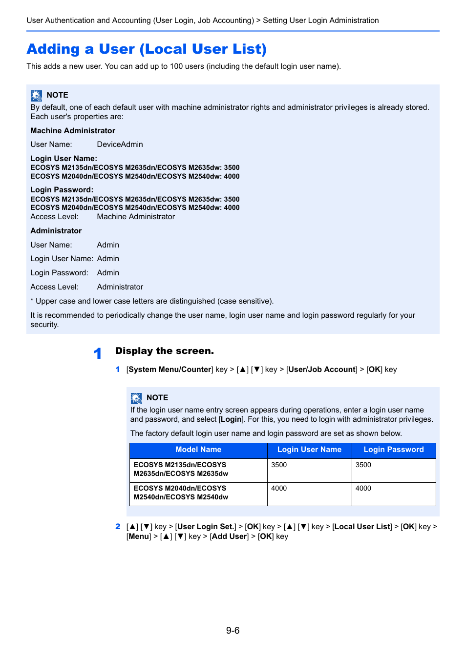 Adding a user (local user list), Adding a user (local user list) -6 | Kyocera Ecosys m2040dn User Manual | Page 290 / 410