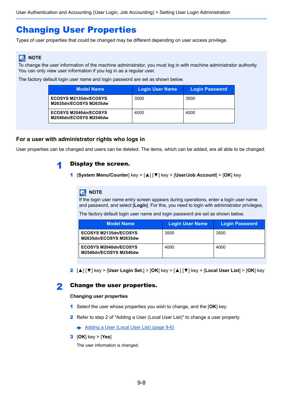 Changing user properties, Changing user properties -8 | Kyocera Ecosys m2040dn User Manual | Page 292 / 410