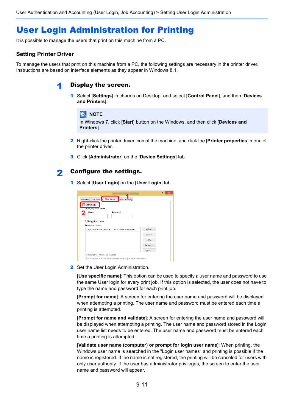 User login administration for printing, User login administration for printing -11 | Kyocera Ecosys m2040dn User Manual | Page 295 / 410