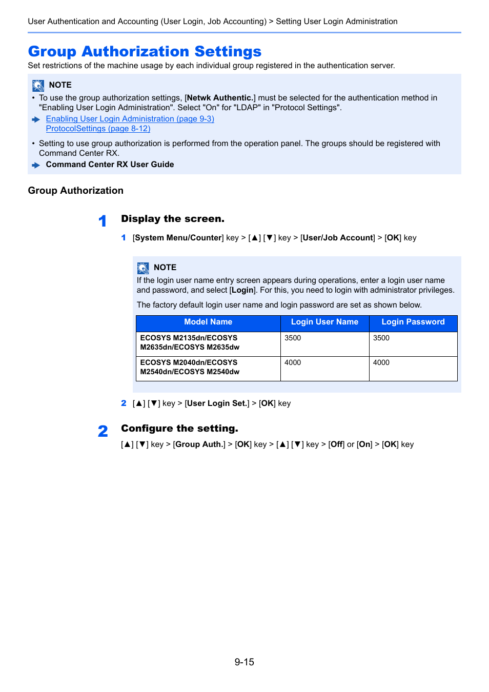 Group authorization settings, Group authorization settings -15 | Kyocera Ecosys m2040dn User Manual | Page 299 / 410