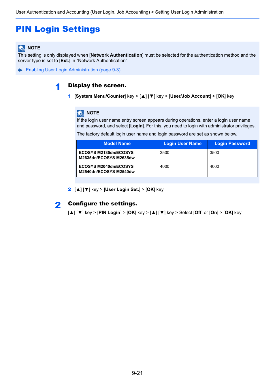 Pin login settings, Pin login settings -21 | Kyocera Ecosys m2040dn User Manual | Page 305 / 410