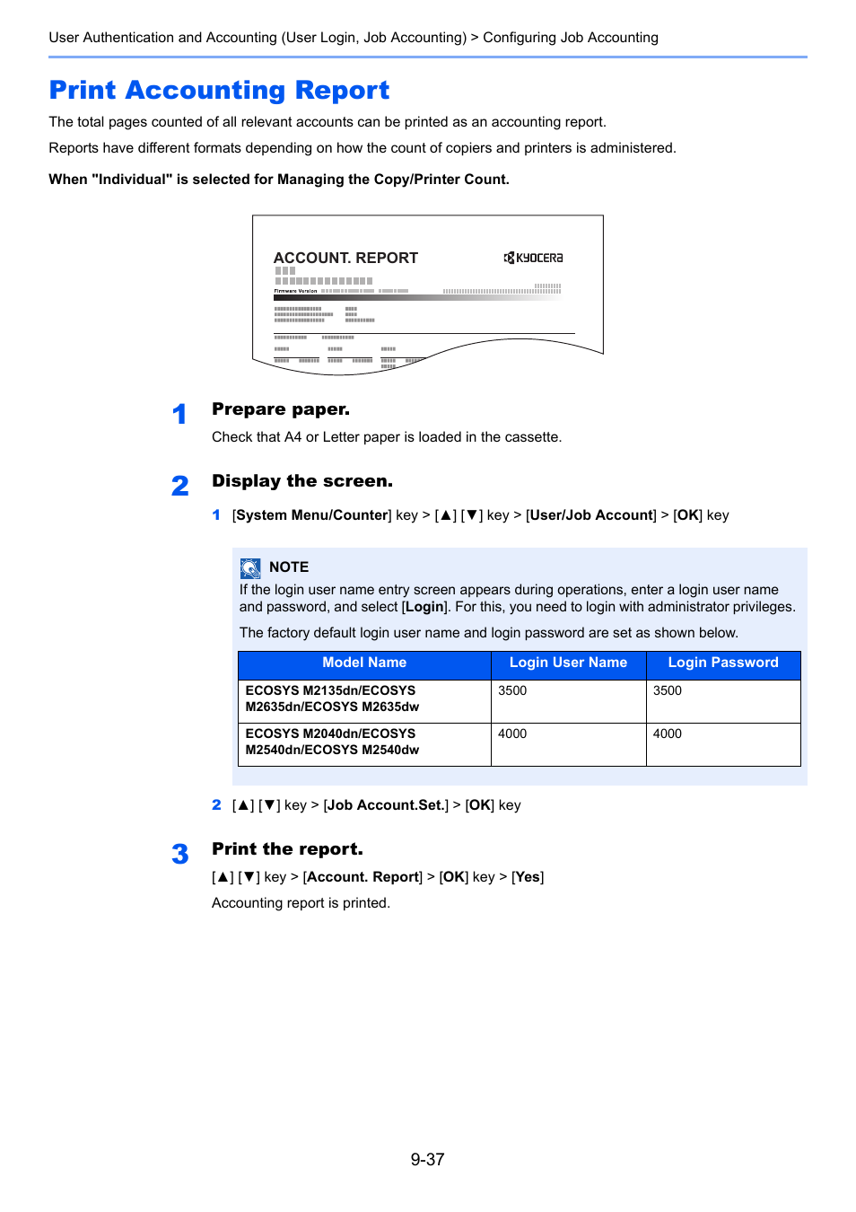 Print accounting report, Print accounting report -37 | Kyocera Ecosys m2040dn User Manual | Page 321 / 410