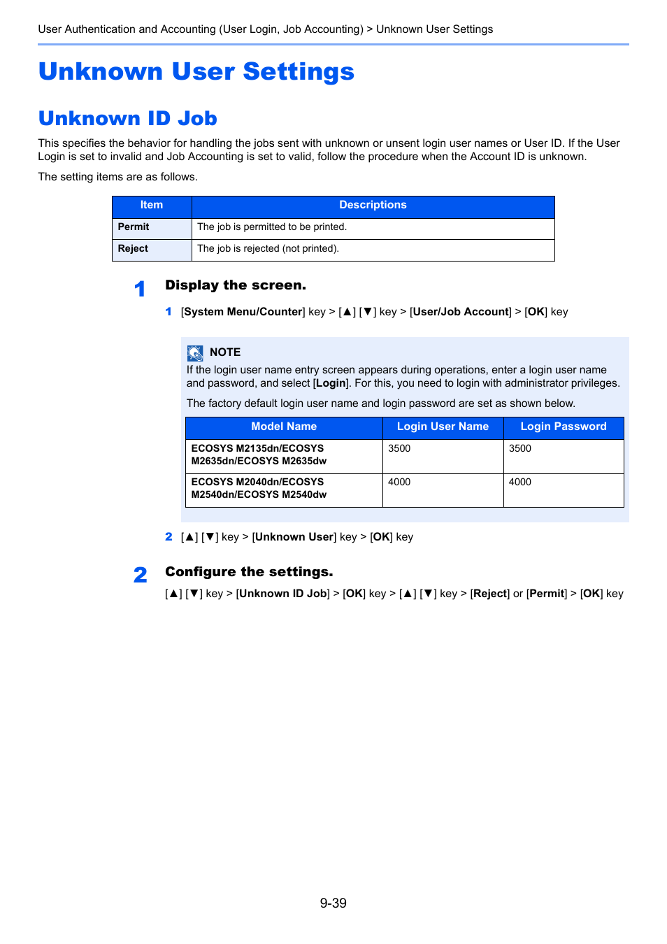 Unknown user settings, Unknown id job, Unknown user settings -39 | Unknown id job -39 | Kyocera Ecosys m2040dn User Manual | Page 323 / 410