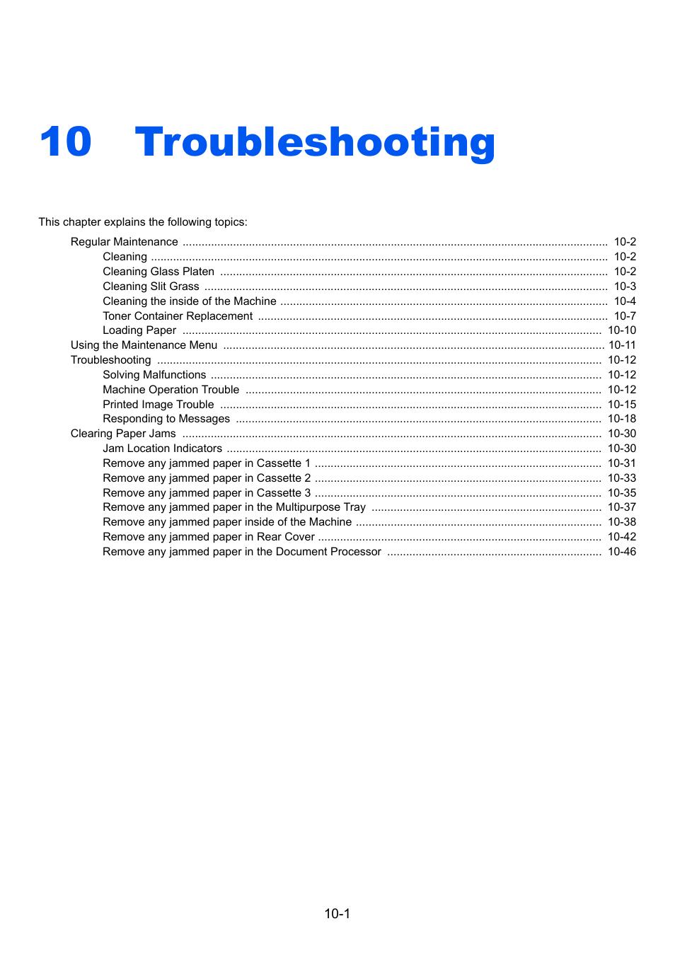 10 troubleshooting, Troubleshooting -1, Troubleshooting | Kyocera Ecosys m2040dn User Manual | Page 325 / 410