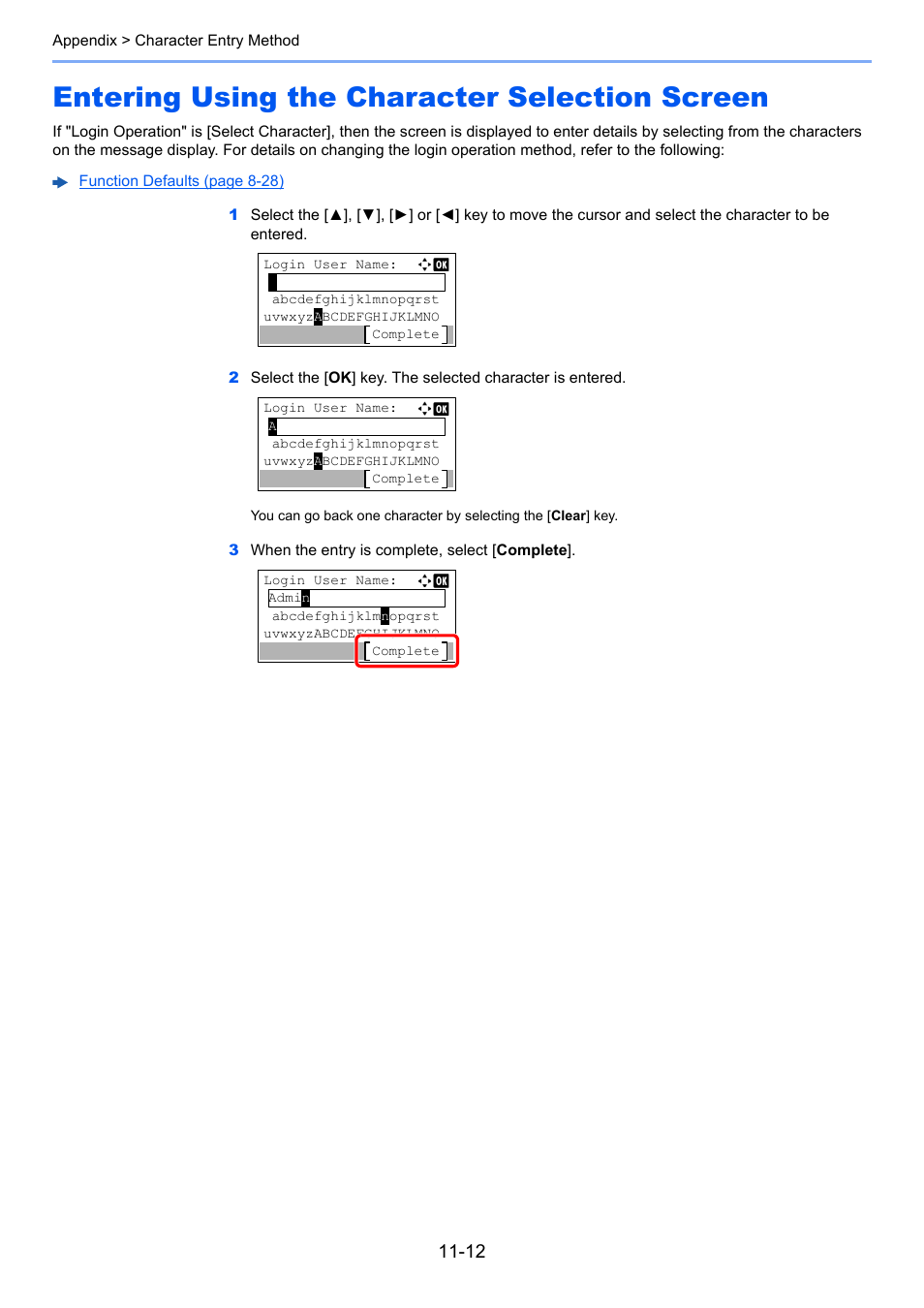 Entering using the character selection screen, Entering using the character selection screen -12 | Kyocera Ecosys m2040dn User Manual | Page 383 / 410