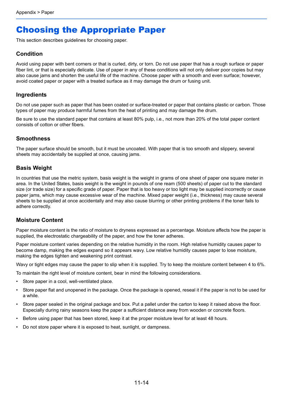 Choosing the appropriate paper, Choosing the appropriate paper -14 | Kyocera Ecosys m2040dn User Manual | Page 385 / 410