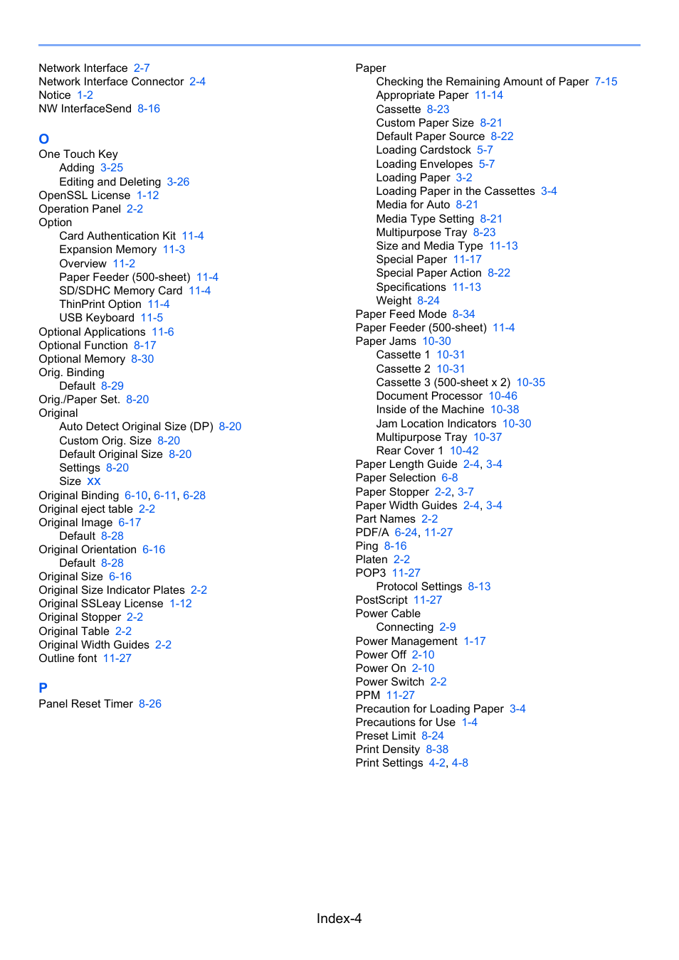 Index-4 | Kyocera Ecosys m2040dn User Manual | Page 404 / 410