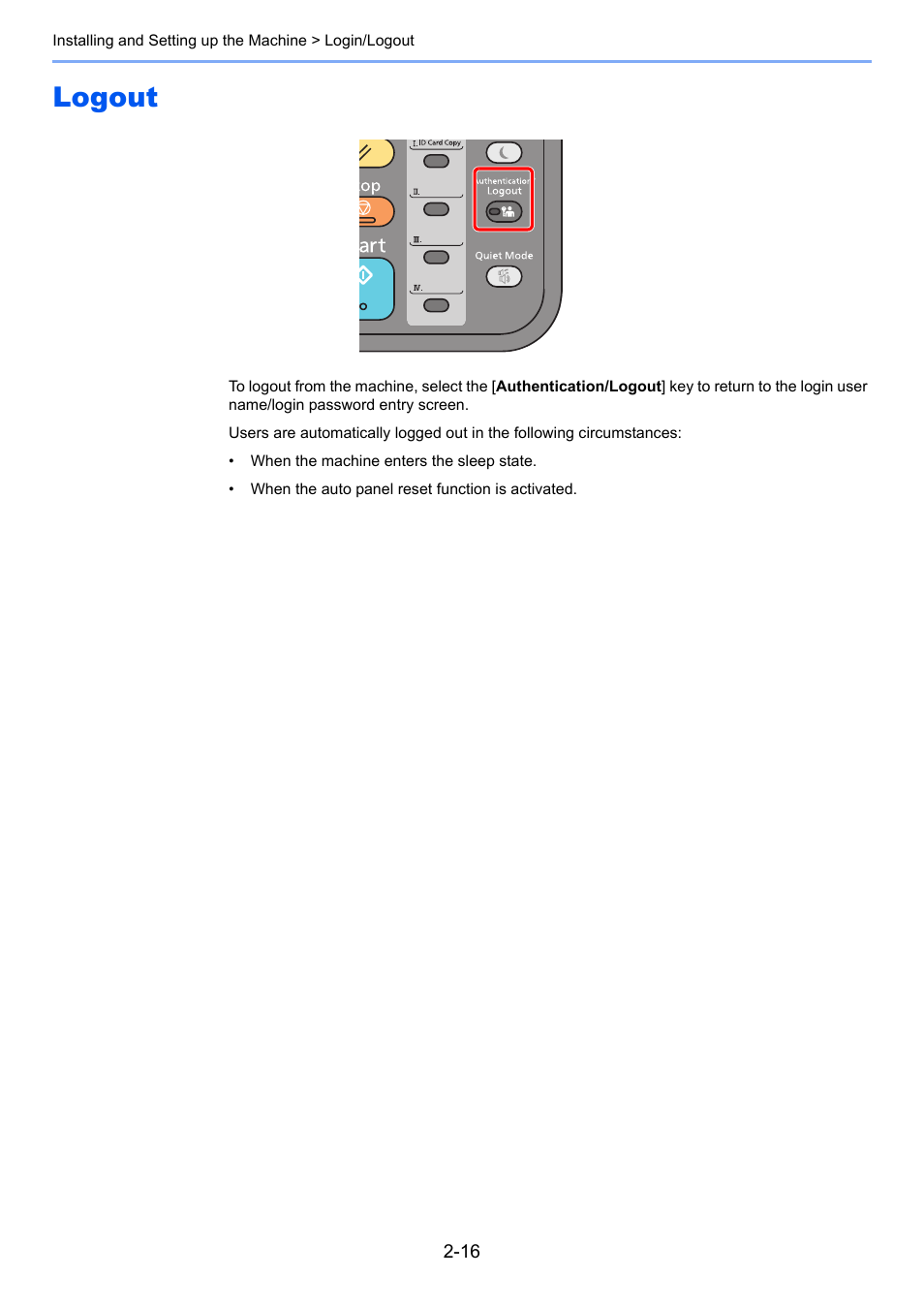 Logout, Logout -16 | Kyocera Ecosys m2040dn User Manual | Page 64 / 410