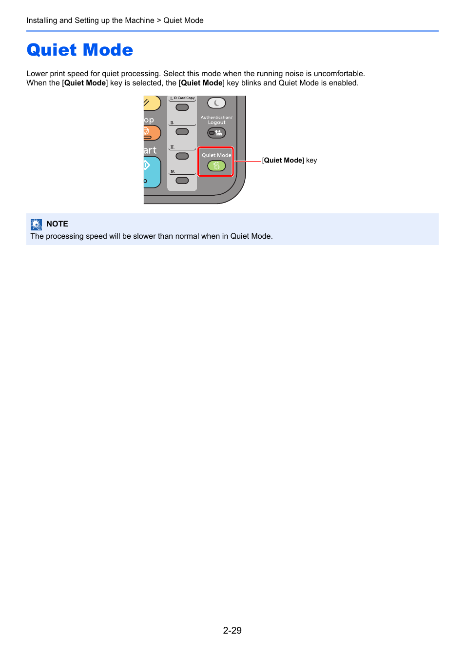 Quiet mode, Quiet mode -29 | Kyocera Ecosys m2040dn User Manual | Page 77 / 410