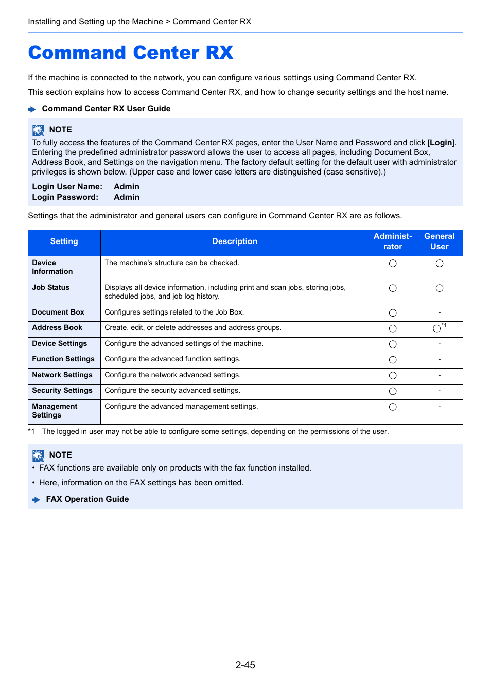 Command center rx, Command center rx -45 | Kyocera Ecosys m2040dn User Manual | Page 93 / 410