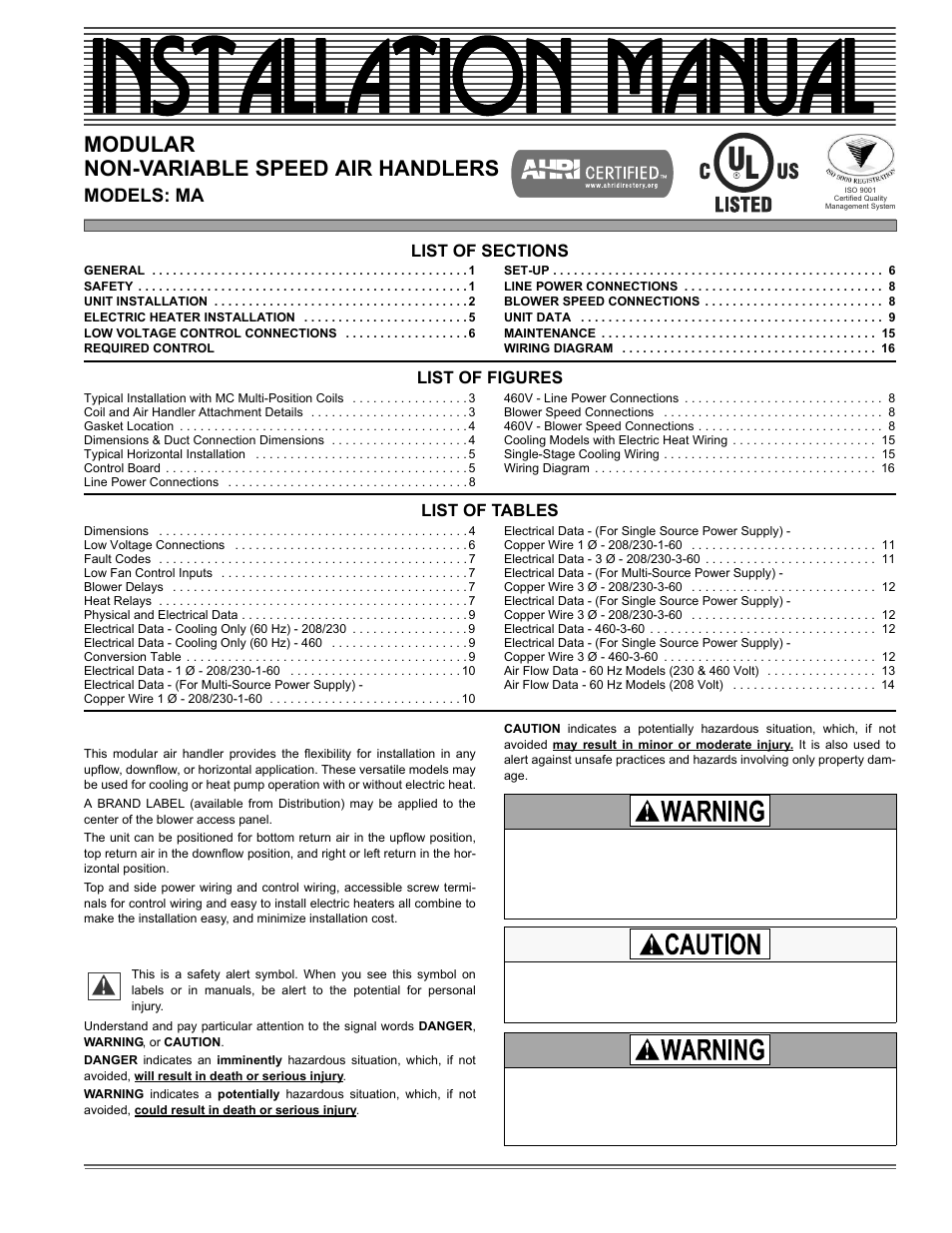 Thermo Pride Air Handler MA User Manual | 32 pages