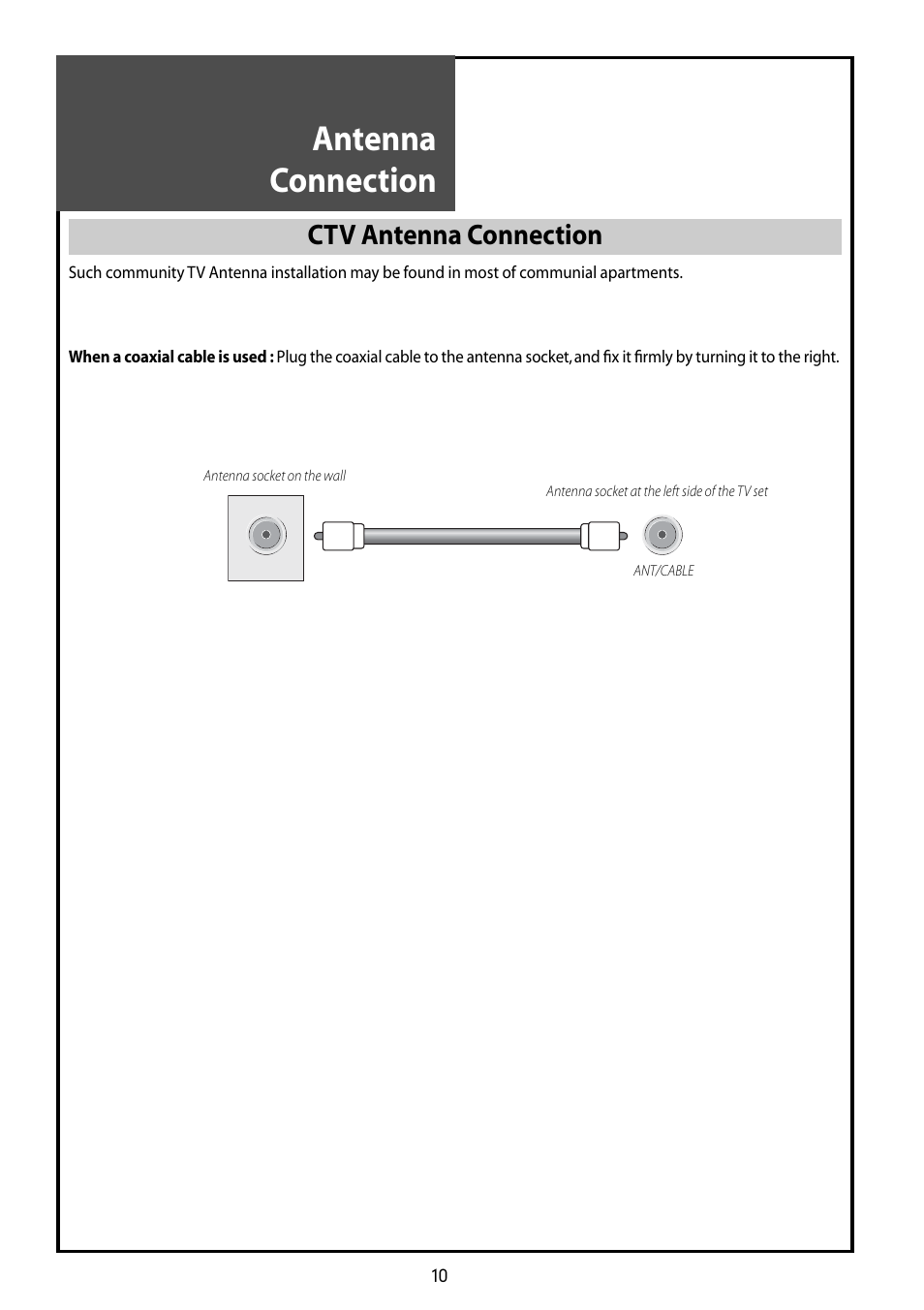Antenna connection, Ctv antenna connection | Daewoo DLT-42G1 User Manual | Page 10 / 56