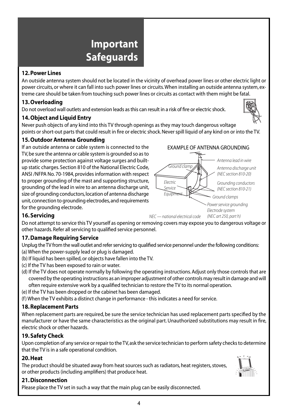 Important safeguards | Daewoo DLT-42G1 User Manual | Page 4 / 56