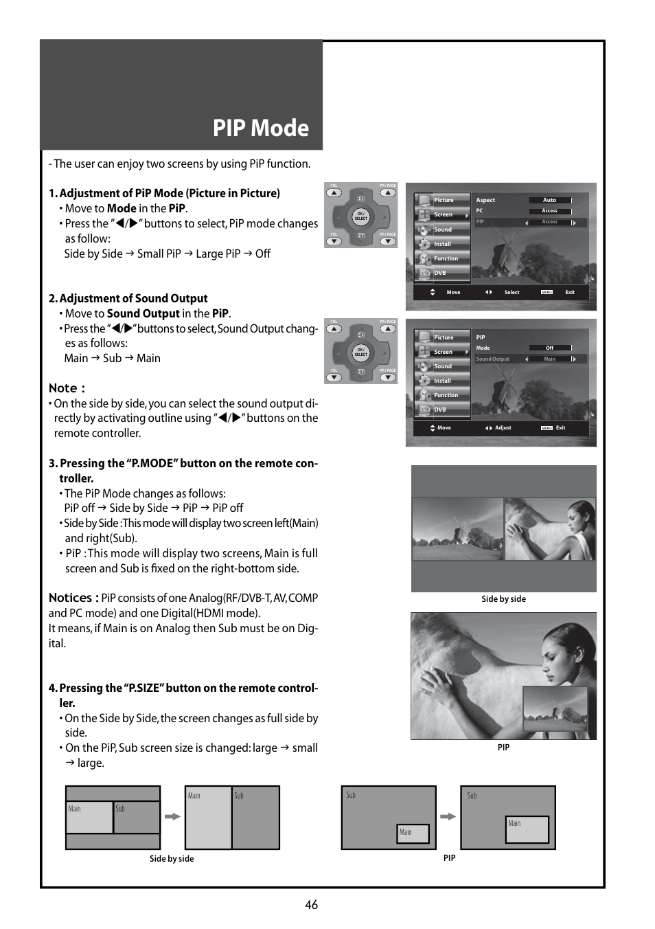 Pip mode | Daewoo DLT-42G1 User Manual | Page 46 / 56