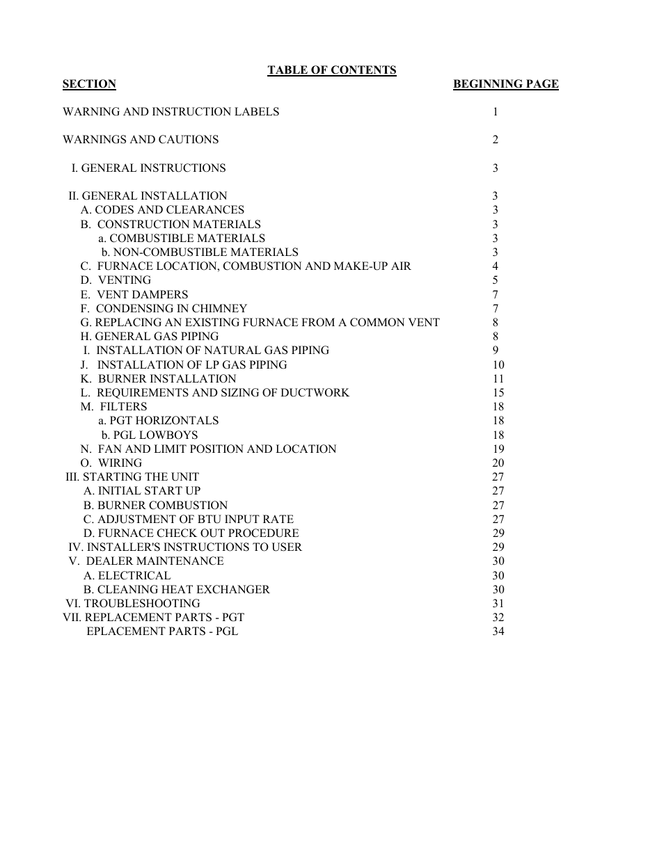 Thermo Pride Gas/Propane Furnace PGL User Manual | Page 2 / 38