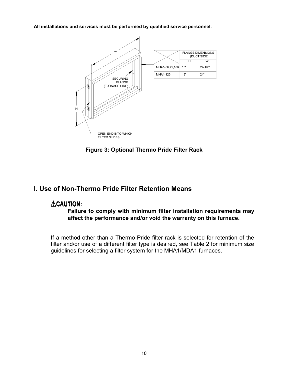 I. use of non-thermo pride filter retention means, Figure 3: optional thermo pride filter rack | Thermo Pride Gas/Propane Furnace Induced Draft Highboy/Counterflow/Horizontal MHA1 User Manual | Page 13 / 61