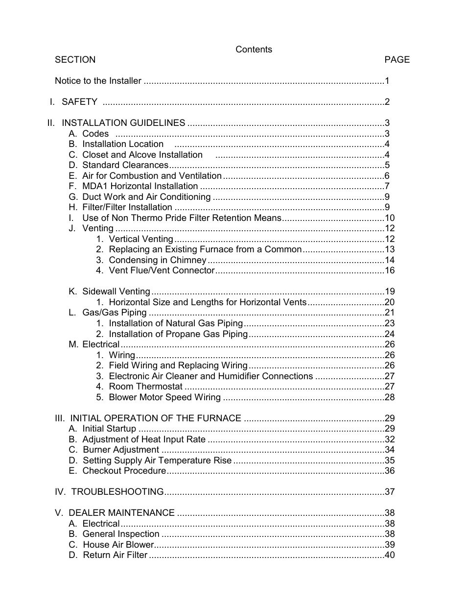 Thermo Pride Gas/Propane Furnace Induced Draft Highboy/Counterflow/Horizontal MHA1 User Manual | Page 2 / 61