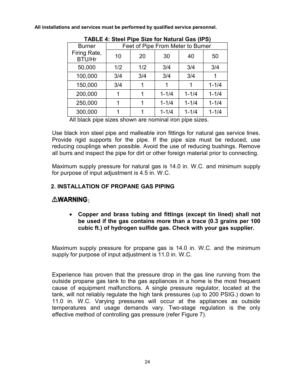 Installation of propane gas piping | Thermo Pride Gas/Propane Furnace Induced Draft Highboy/Counterflow/Horizontal MHA1 User Manual | Page 27 / 61