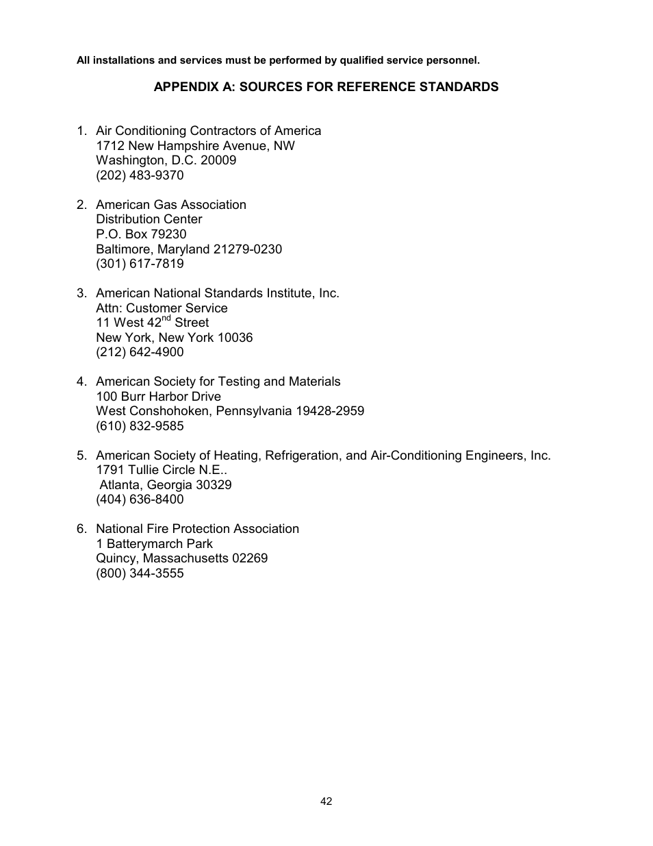Appendix a: sources for reference standards | Thermo Pride Gas/Propane Furnace Induced Draft Highboy/Counterflow/Horizontal MHA1 User Manual | Page 45 / 61