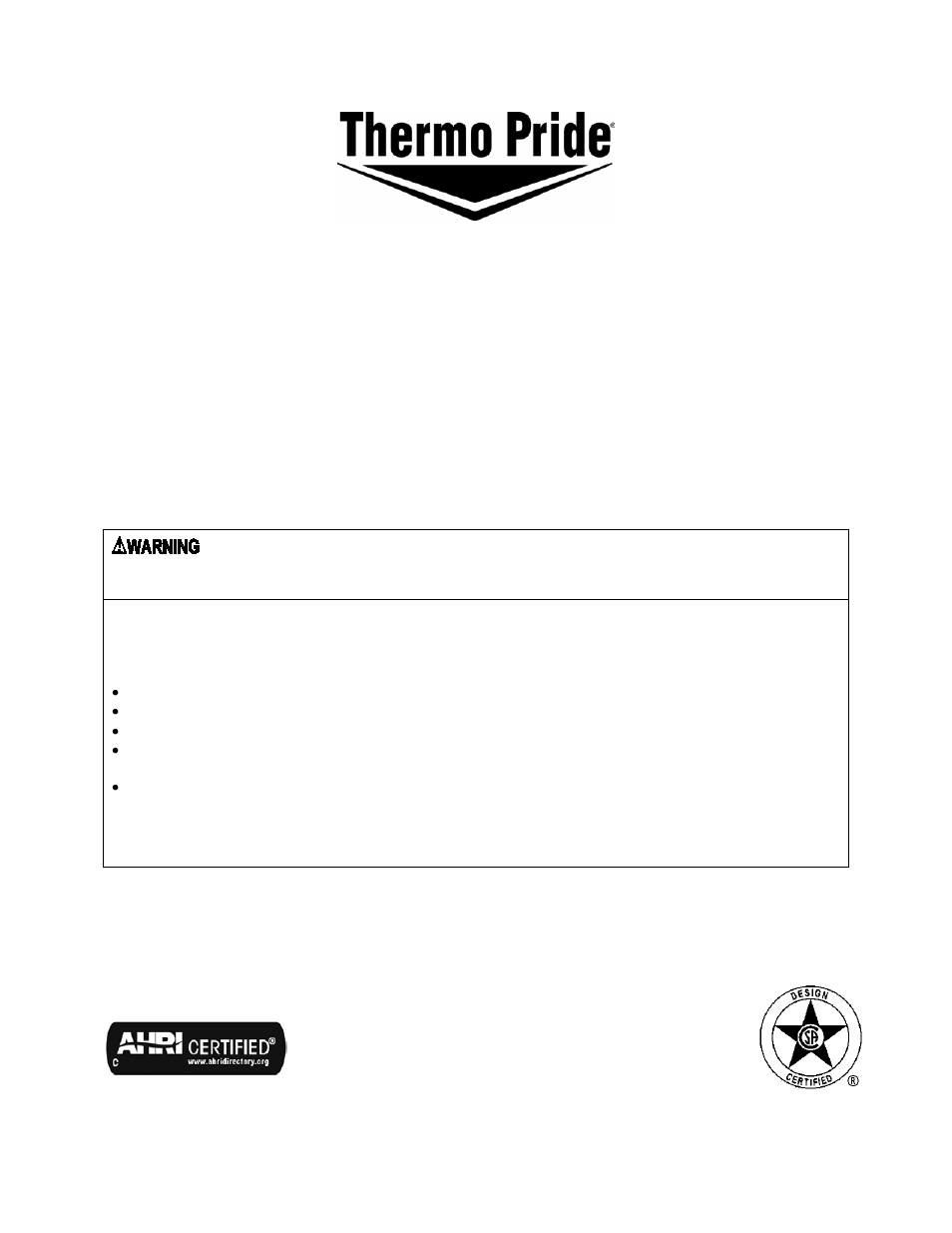 Thermo Pride Gas/Propane Furnace Premiere Series 2-Stage CHX3 User Manual | 65 pages