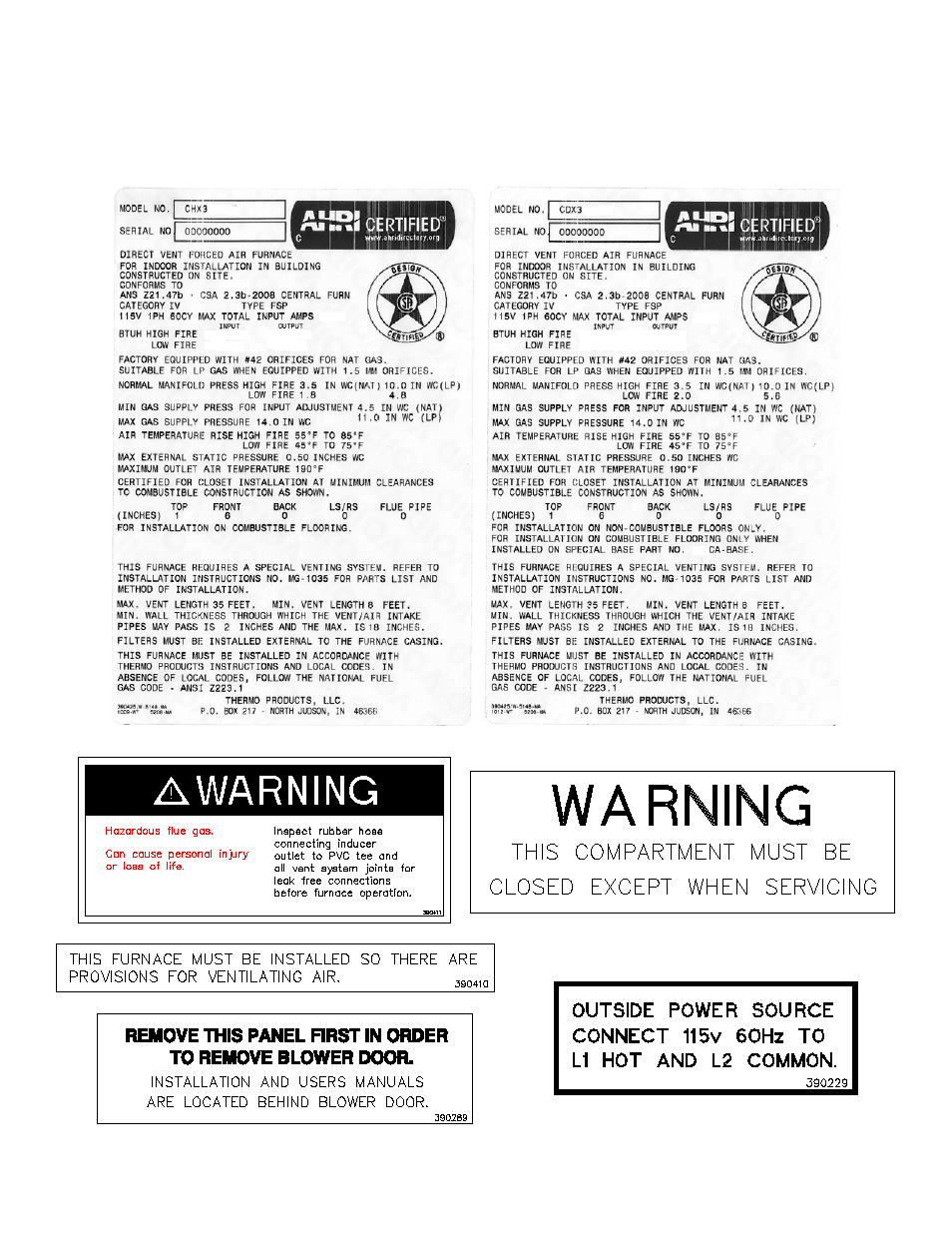 Thermo Pride Gas/Propane Furnace Premiere Series 2-Stage CHX3 User Manual | Page 2 / 65