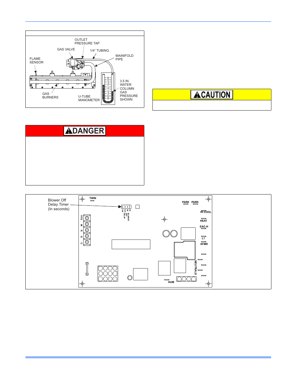 Danger, Adjustment of fan control settings | Thermo Pride Spirit Gas TG8S Single Stage PSC 80% User Manual | Page 23 / 32