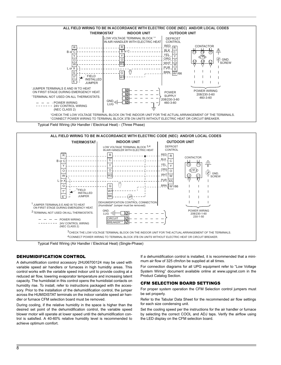 8dehumidification control, Cfm selection board settings | Thermo Pride LX-13 User Manual | Page 8 / 16