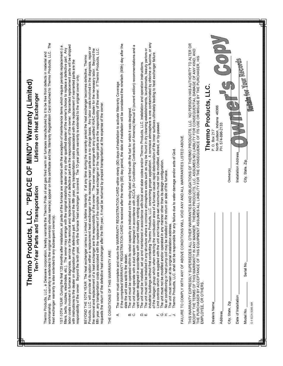 Thermo Pride OMD-70 User Manual | Page 49 / 49