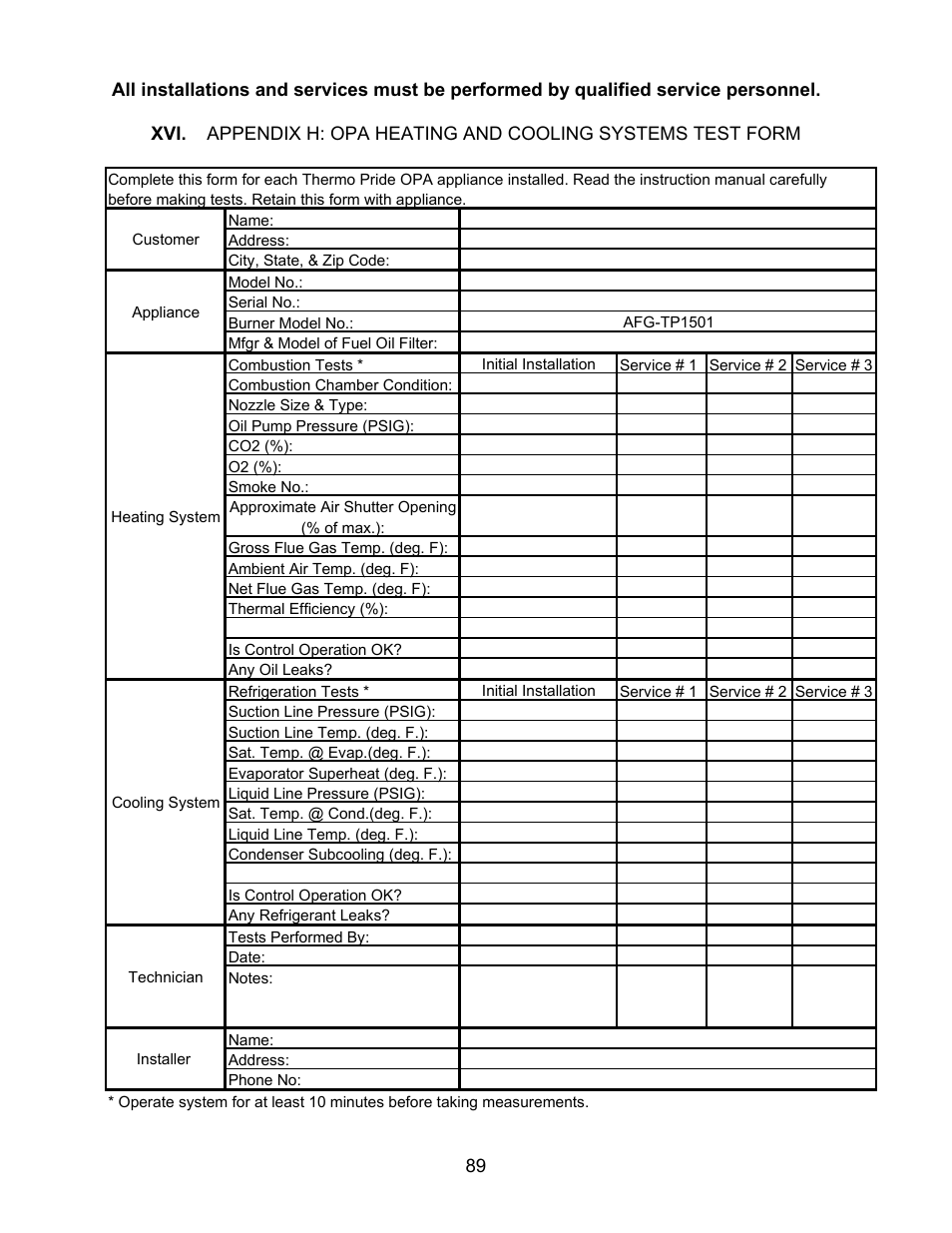 Thermo Pride MODEL OPA User Manual | Page 90 / 91