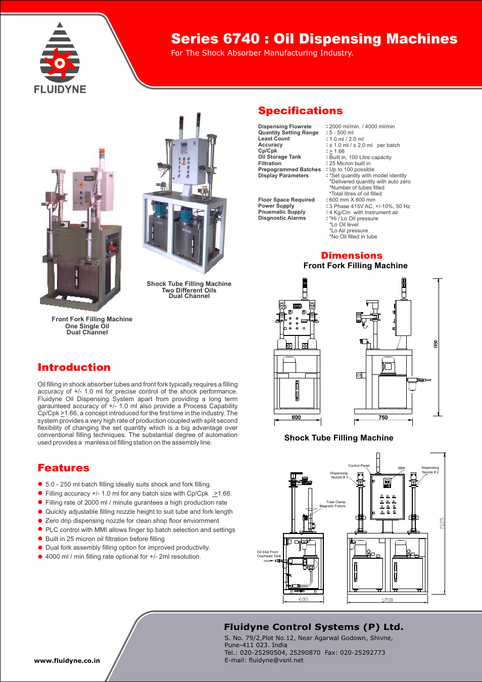 Fluidyne Control Systems 6740 Series Oil Dispensing Machines User Manual | 1 page