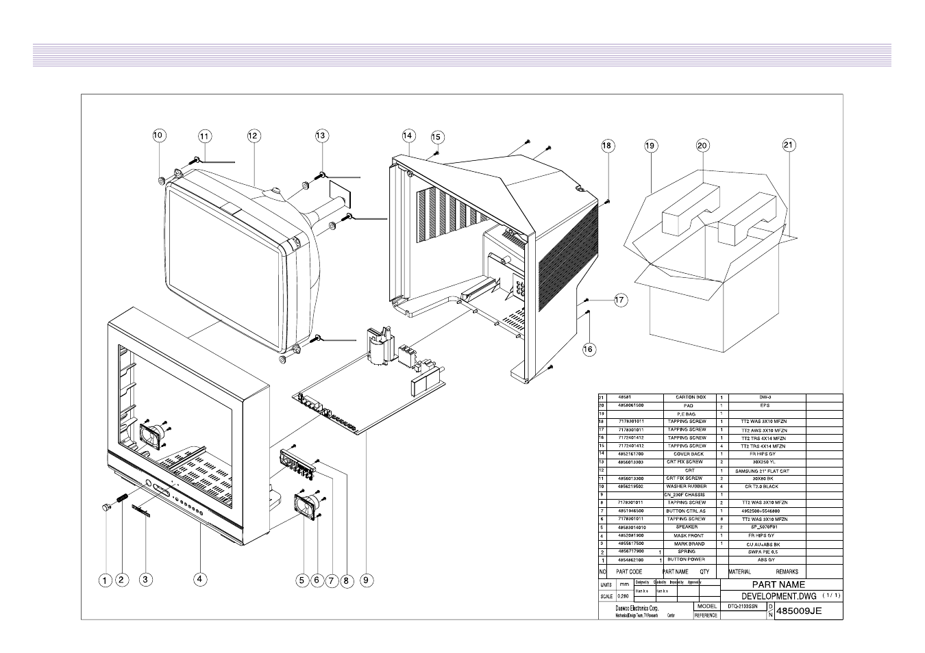 Exploded view | Daewoo DTQ-2133SSN User Manual | Page 16 / 35
