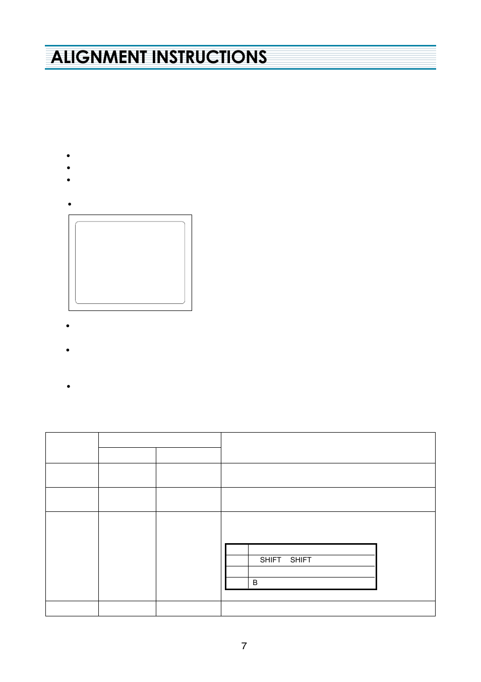 Alignment instructions, Service mode adjustments | Daewoo DTQ-2133SSN User Manual | Page 8 / 35