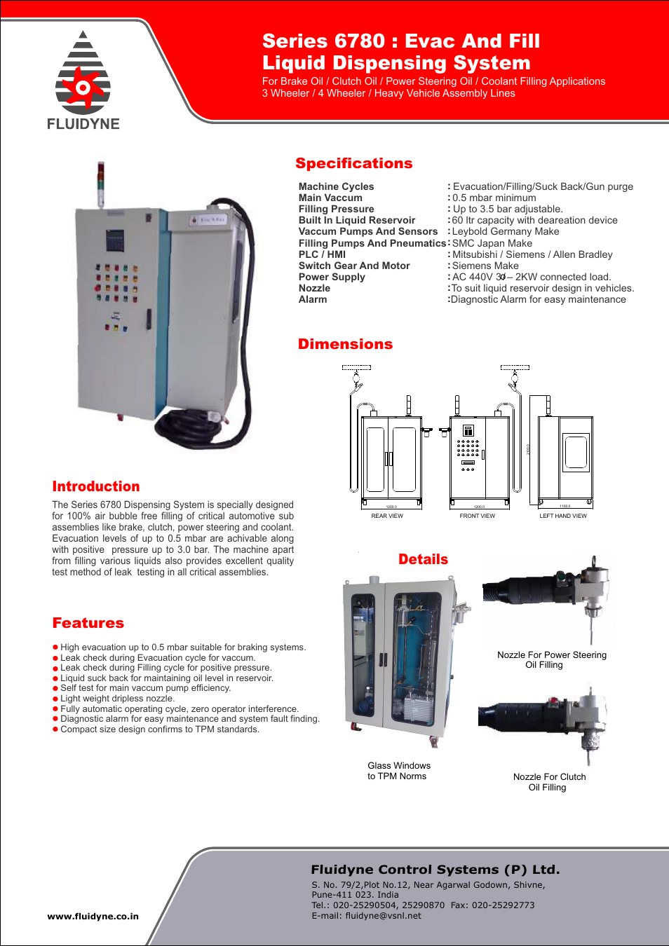 Fluidyne Control Systems 6780 Series Evac And Fill Liquid Dispensing System User Manual | 1 page
