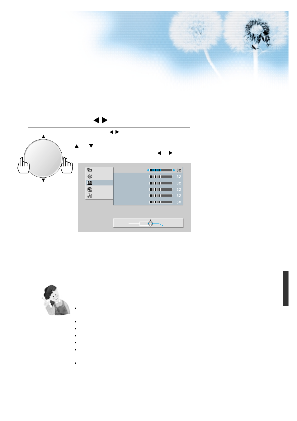 Press the volume / buttons | Daewoo DP - 42 GP User Manual | Page 24 / 35