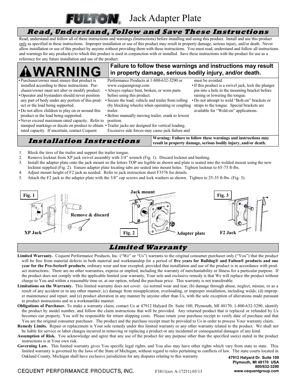 Fulton Performance 500320 User Manual | 4 pages