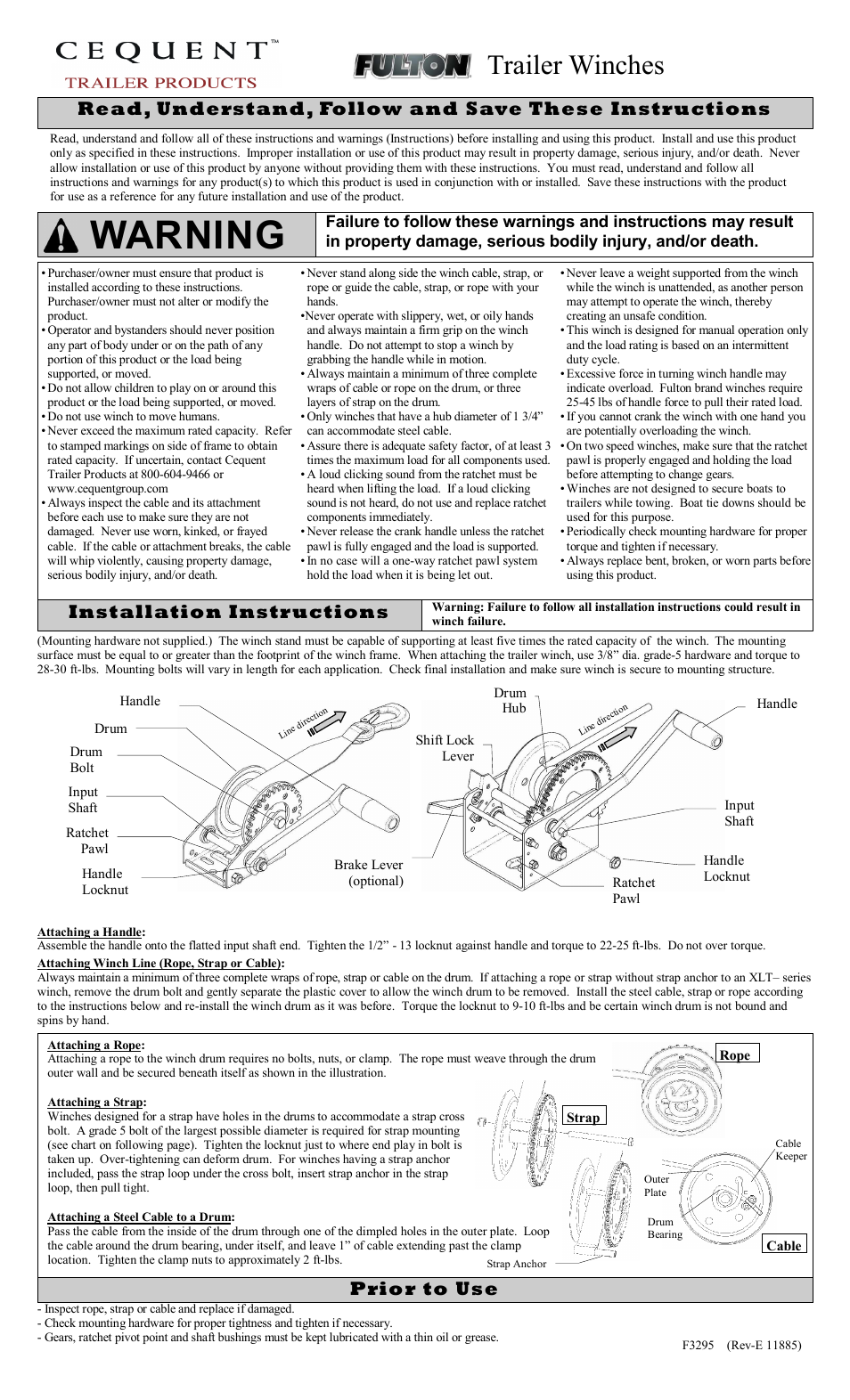 Fulton Performance XLT18ZB101 User Manual | 8 pages