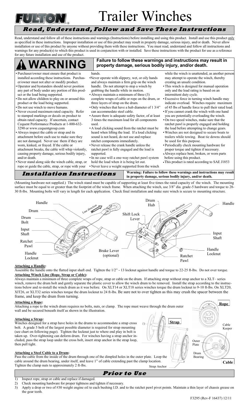 Fulton Performance XLT26ZC301 User Manual | 8 pages