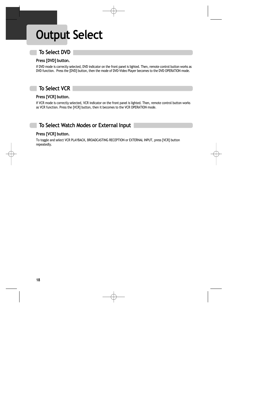 Output select | Daewoo DR-C913B User Manual | Page 19 / 66
