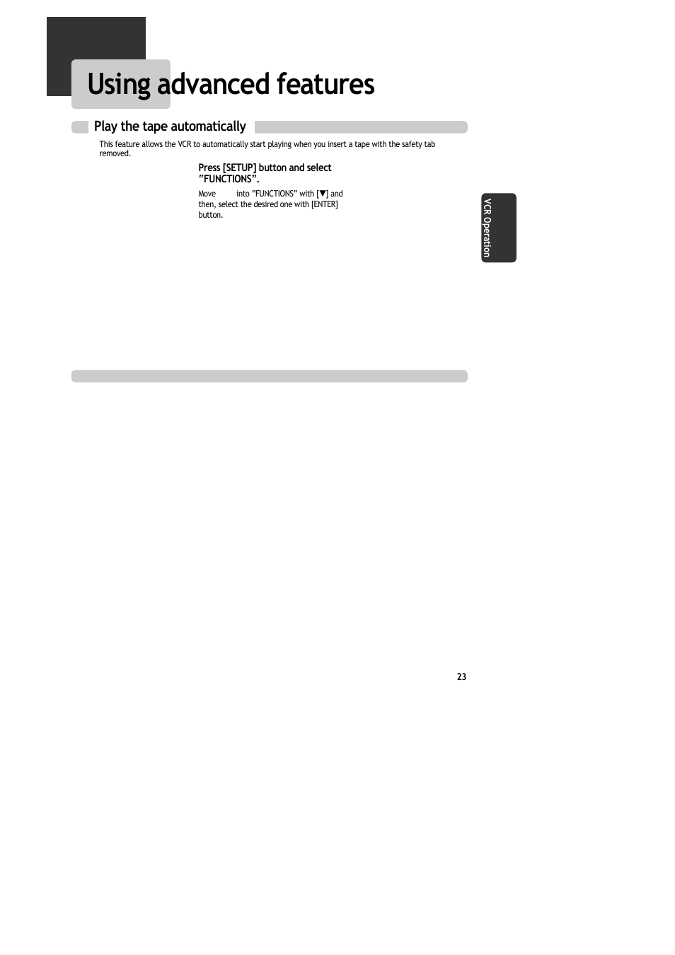 Using advanced features, Play the tape automatically | Daewoo DR-C913B User Manual | Page 24 / 66
