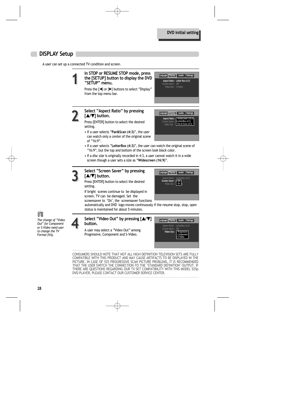 Display setup | Daewoo DR-C913B User Manual | Page 29 / 66