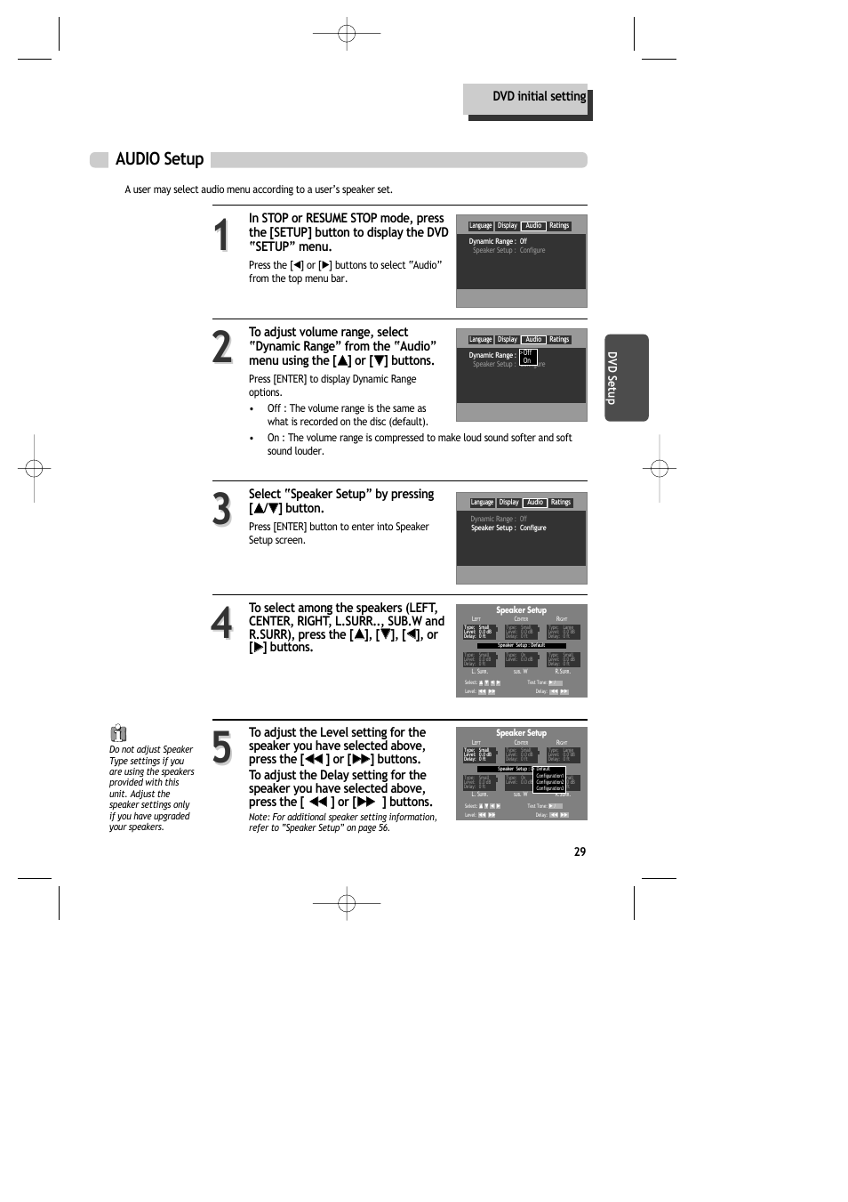 Audio setup | Daewoo DR-C913B User Manual | Page 30 / 66