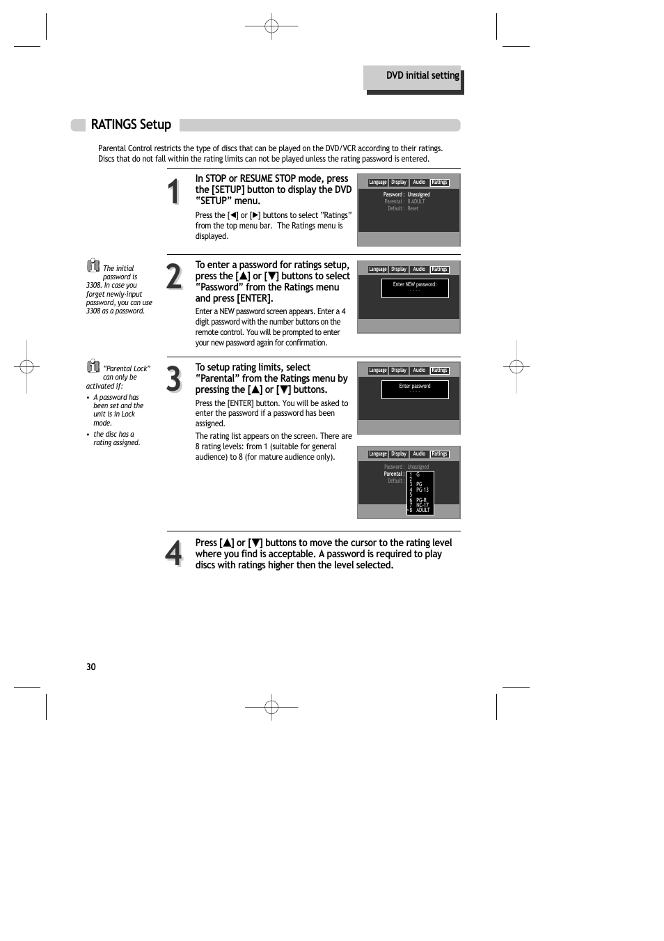 Ratings setup | Daewoo DR-C913B User Manual | Page 31 / 66