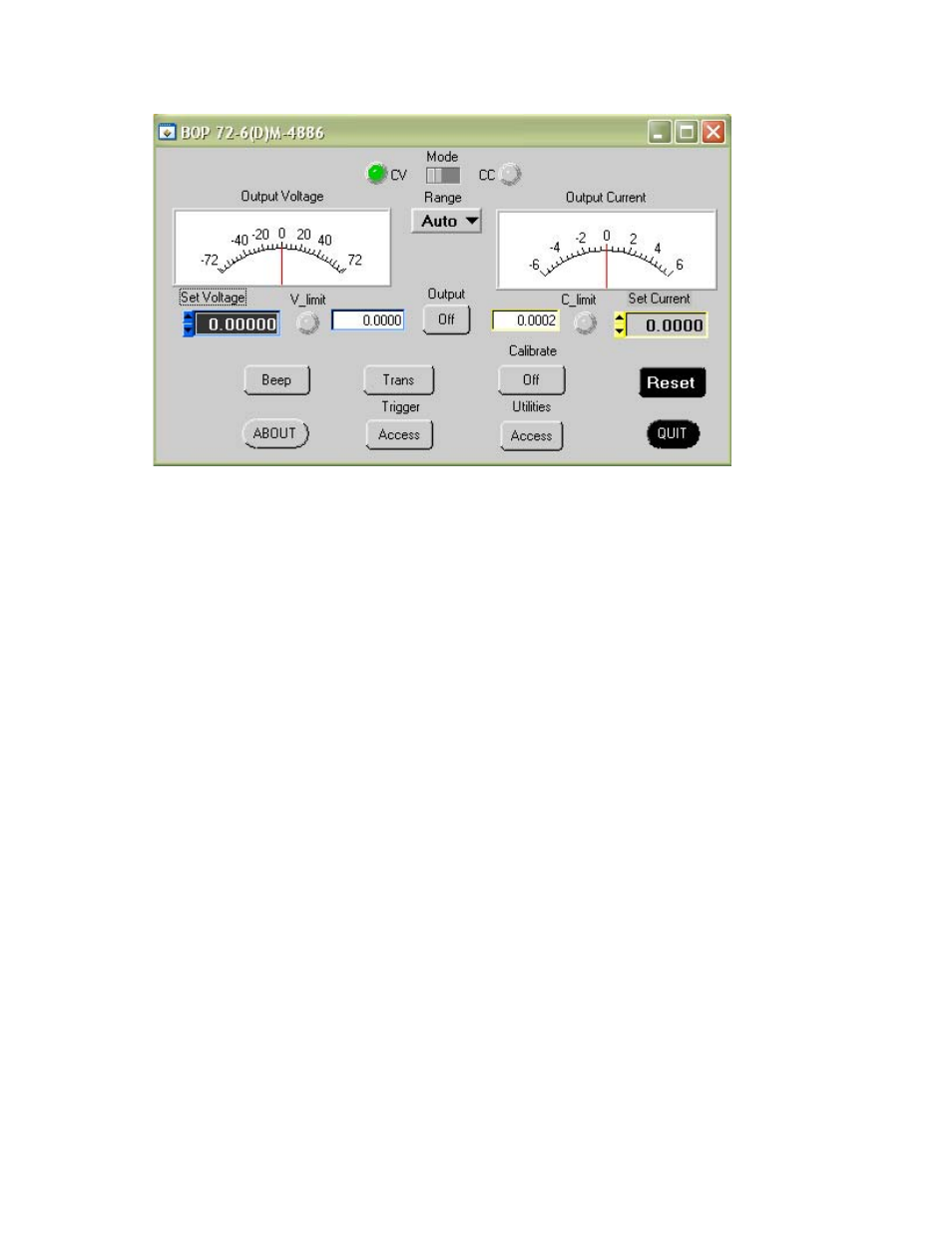 Figure 2. main panel, 1 main panel buttons | KEPCO BOP VISA Driver (Universal, GPIB) User Manual | Page 4 / 10