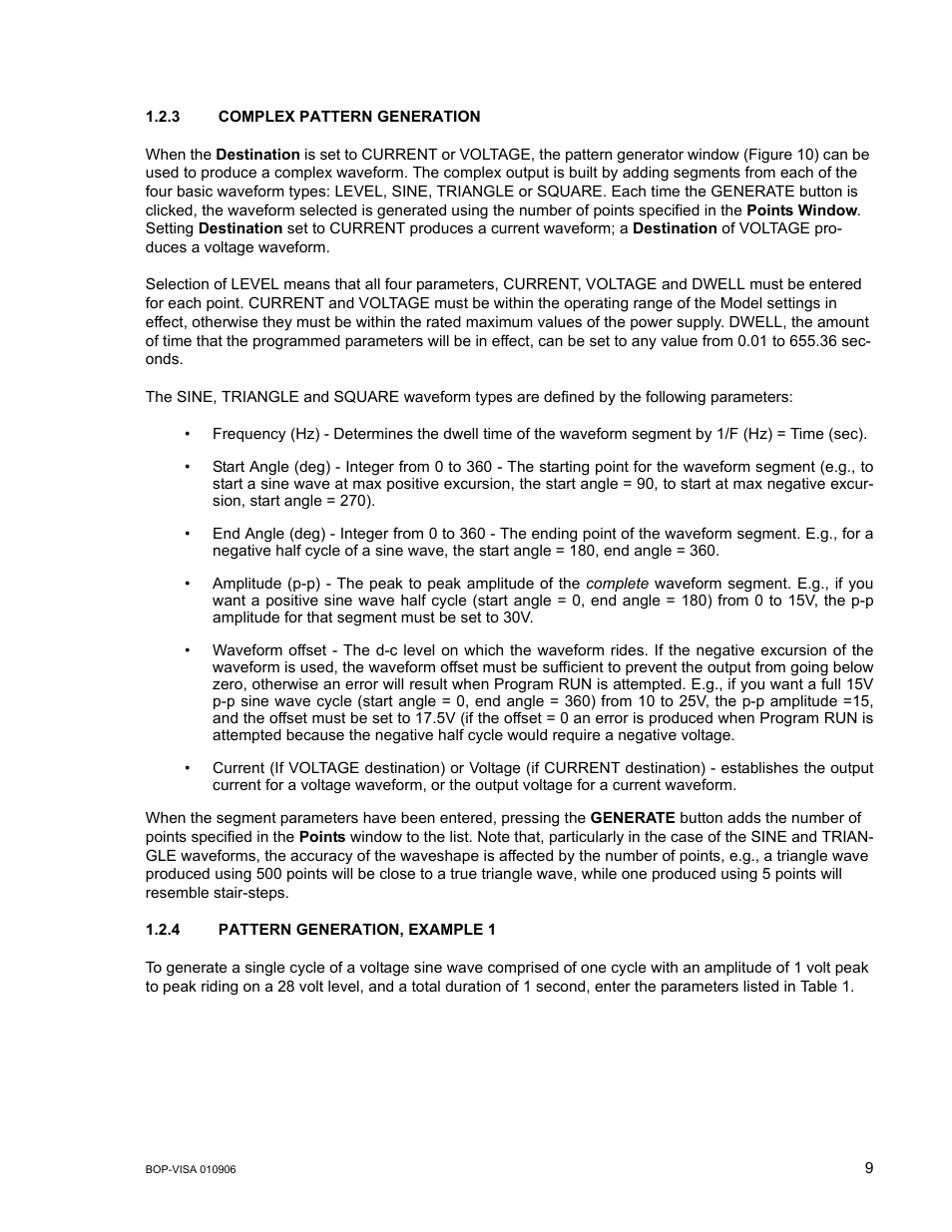 3 complex pattern generation, 4 pattern generation, example 1 | KEPCO BOP VISA Driver (Universal, GPIB) User Manual | Page 9 / 16