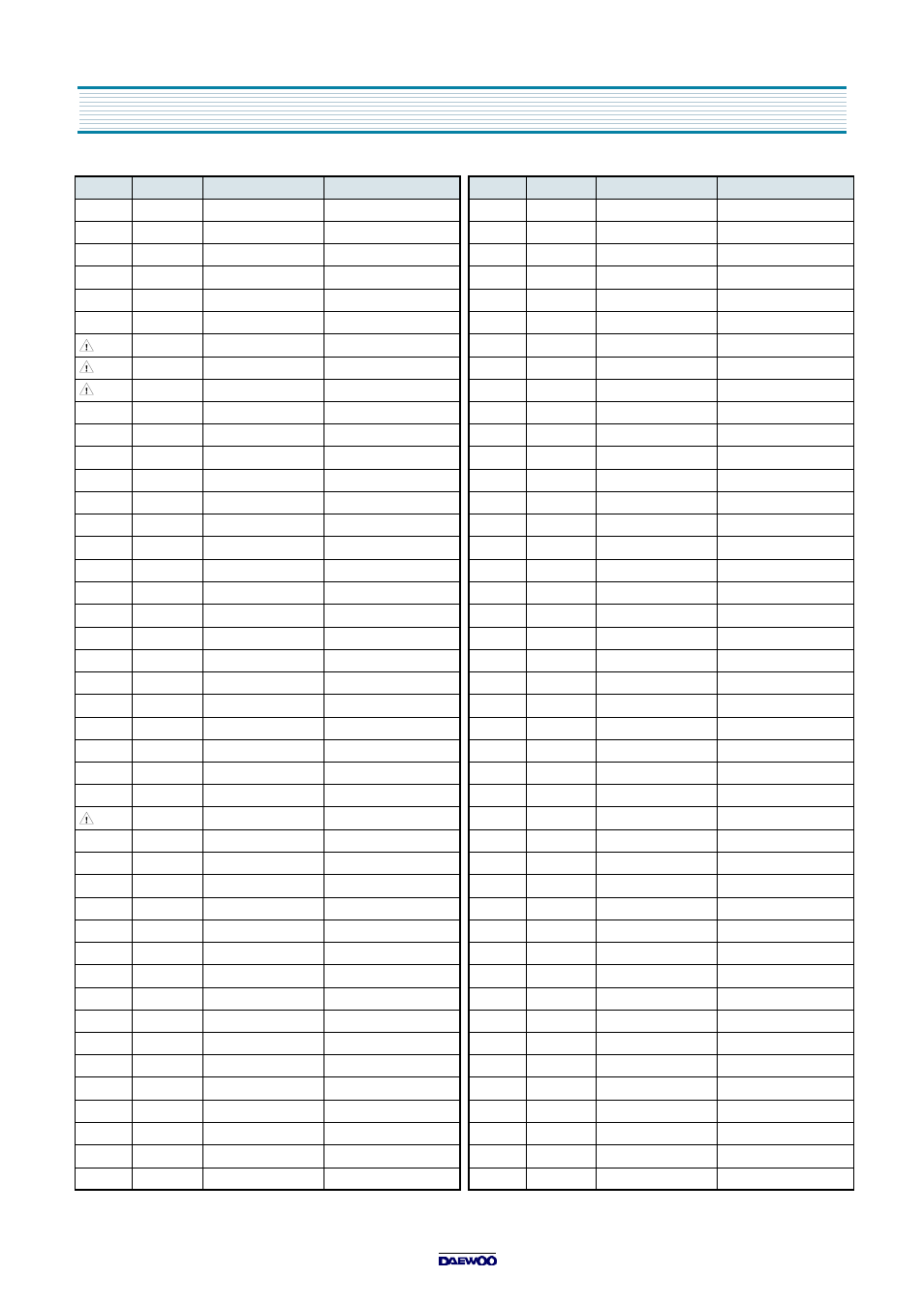 Electrical parts list | Daewoo DVQ-13H1FC User Manual | Page 36 / 49