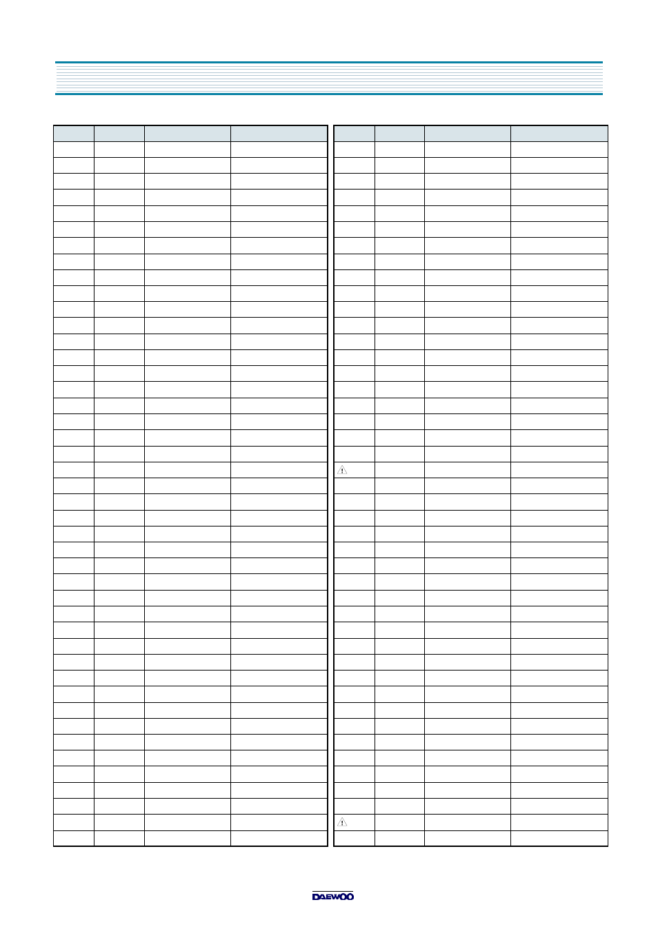 Electrical parts list | Daewoo DVQ-13H1FC User Manual | Page 38 / 49