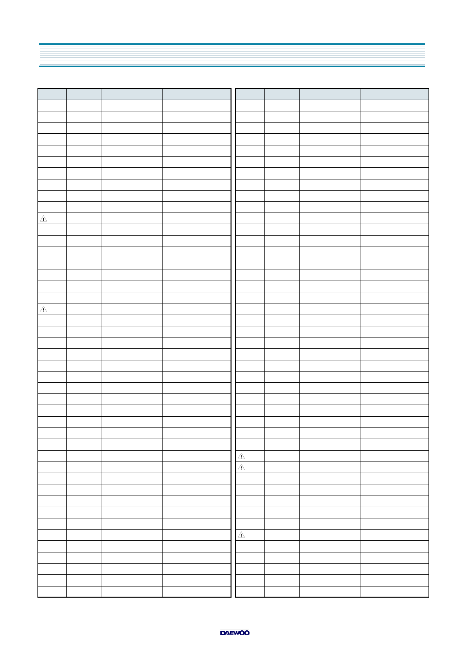 Electrical parts list | Daewoo DVQ-13H1FC User Manual | Page 40 / 49