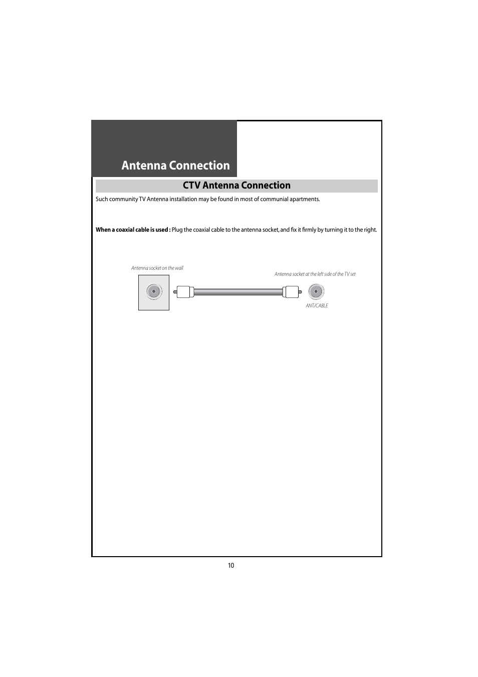 Antenna connection, Ctv antenna connection | Daewoo DLT-46U1HZ User Manual | Page 10 / 58