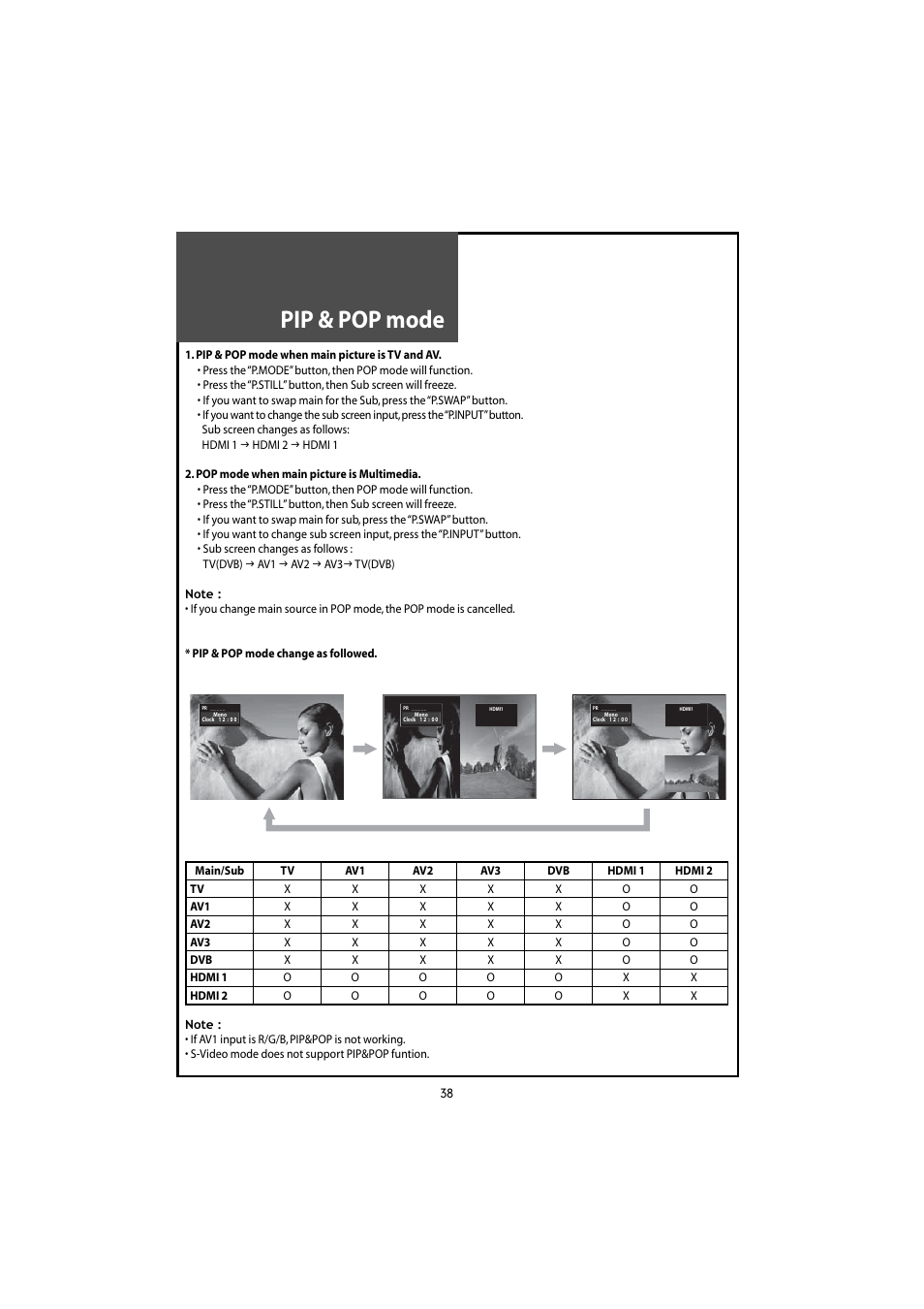 Pip & pop mode | Daewoo DLT-46U1HZ User Manual | Page 38 / 58